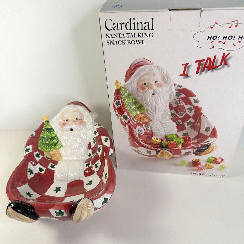 Christmas Talking Santa Claus Candy Snack Dish
